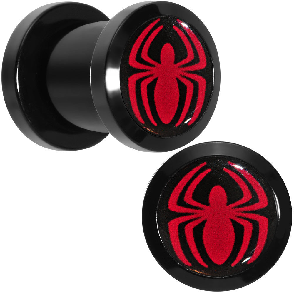 0G Licensed Red Spider-Man Logo Acrylic Screw Fit Plugs Set