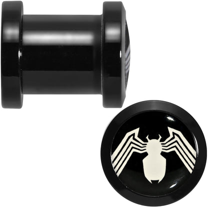 0G Licensed White Spider-Man Logo Black PVD Screw Fit Plugs Set