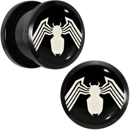 1/2 Licensed White Spider-Man Logo Black PVD Screw Fit Plugs Set