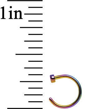 20G 1/4 Rainbow Anodized Titanium Nose Hoop
