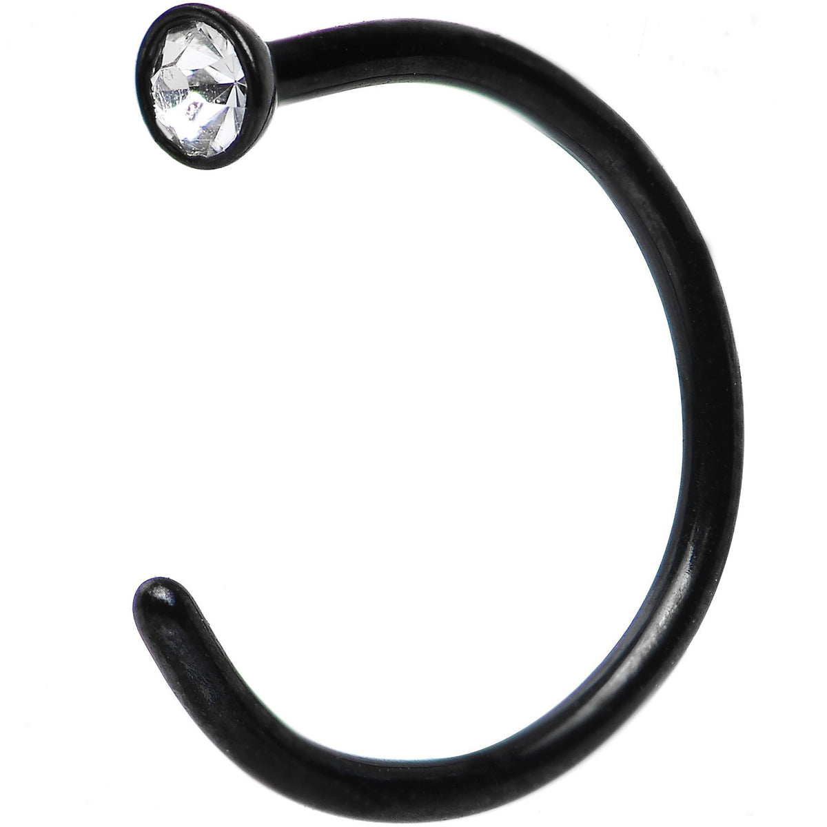 20G 5/16 Clear Gem Black Anodized Titanium Nose Hoop