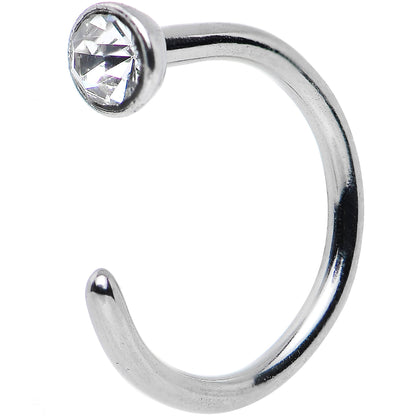 20G 1/4 Clear Gem Stainless Steel Nose Hoop