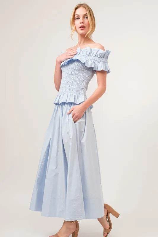 And The Why A-line Flowing Elastic Back Midi Skirt
