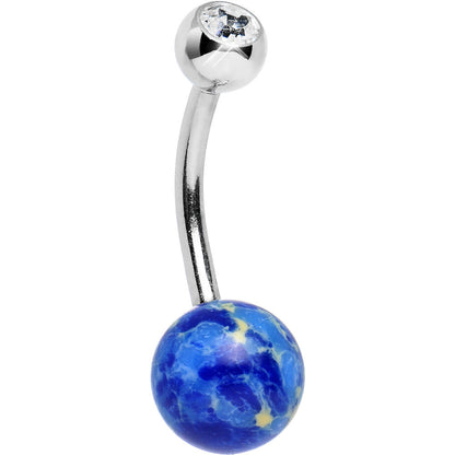Clear Gem Blue Cerulean Cosmos Belly Ring