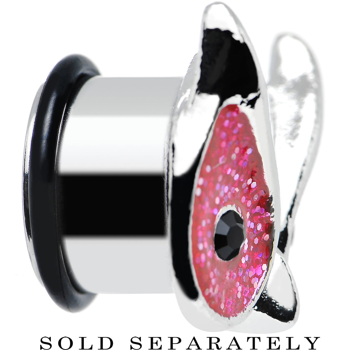 9/16 Pink Glitter Festive Owl Single Flare Steel Plug