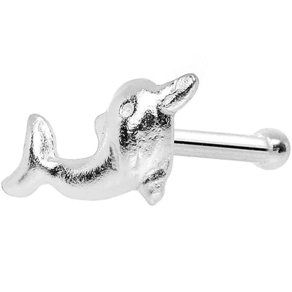 22G 925 Sterling Silver Dancing Dolphin Nose Bone