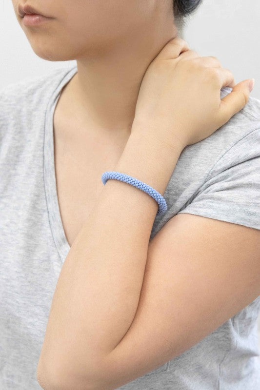 Thin Beaded Rope Bracelet | Sky Blue