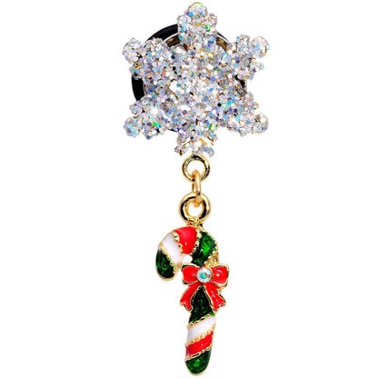 0G Snowflake and Candy Cane Christmas Single Flare Dangle Plug Set