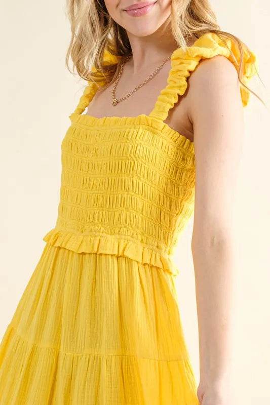 And The Why Ruched Shoulder Strap Detail Midi Dress