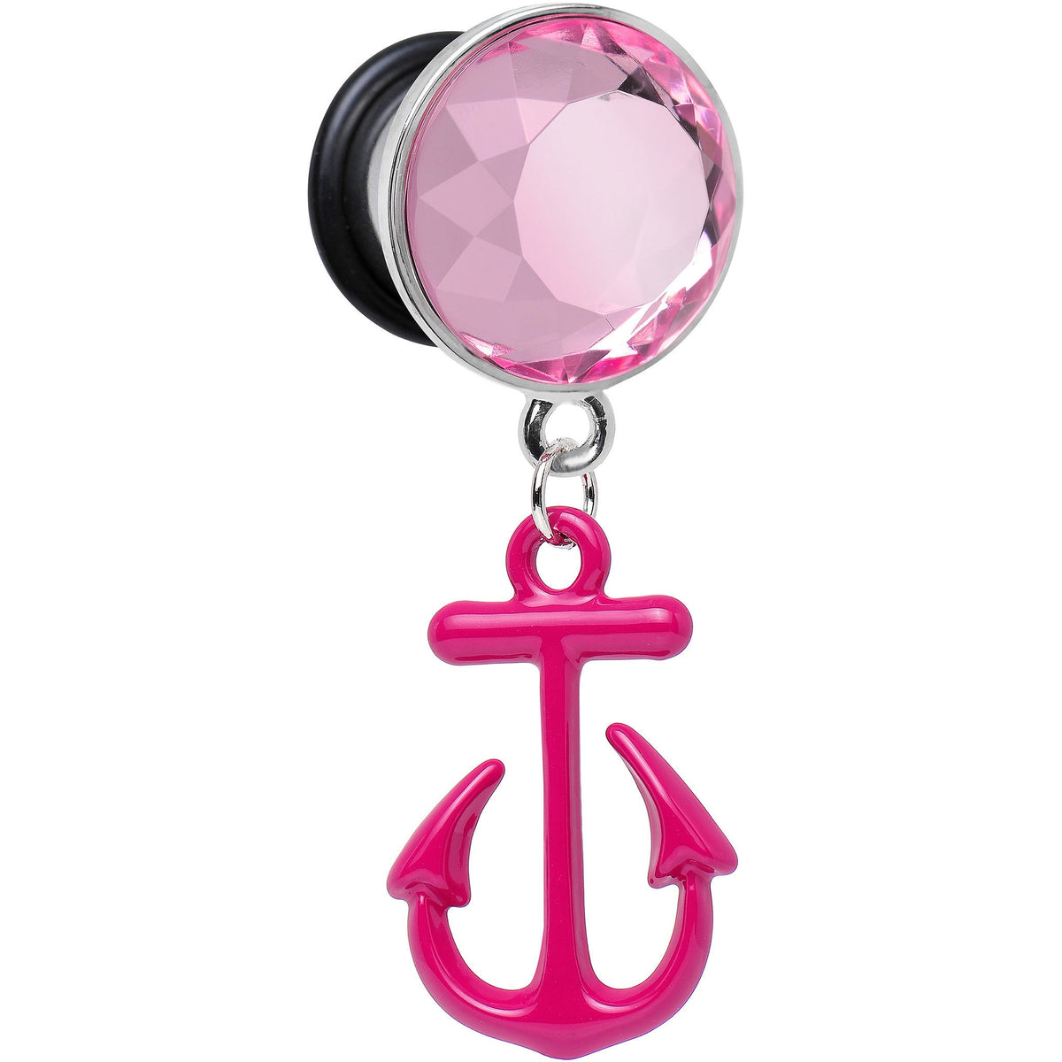 00G Pink Dangling Anchor Steel Plug