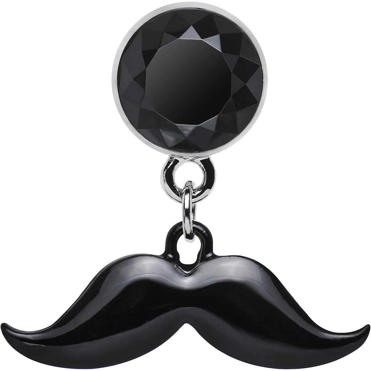 4G Black Dangling Mustache Steel Plug