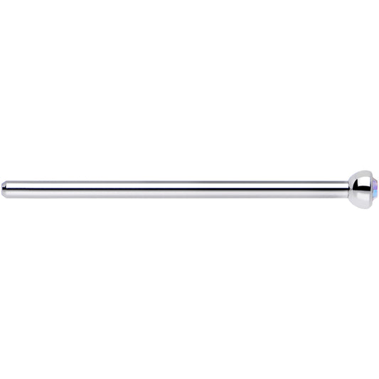18G 3/4 Aurora CZ Steel Straight Fishtail Nose Ring 2mm