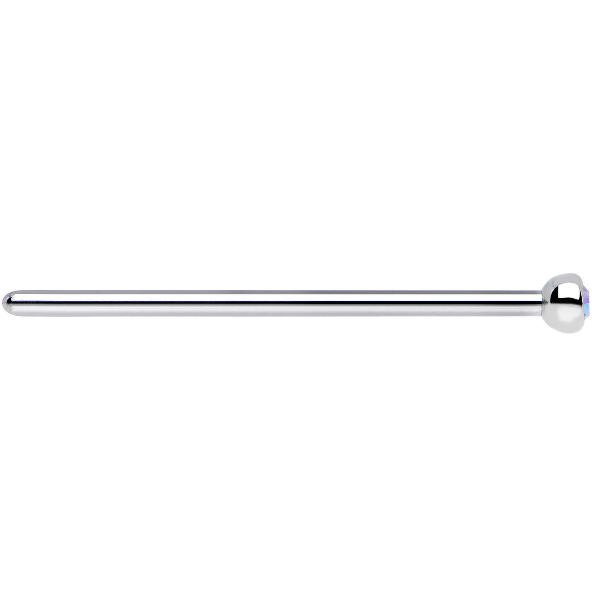 18G 3/4 Aurora CZ Steel Straight Fishtail Nose Ring 2.5mm