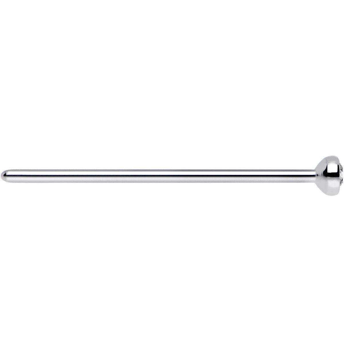 20G 3/4 Clear CZ Steel Straight Fishtail Nose Ring 2.5mm