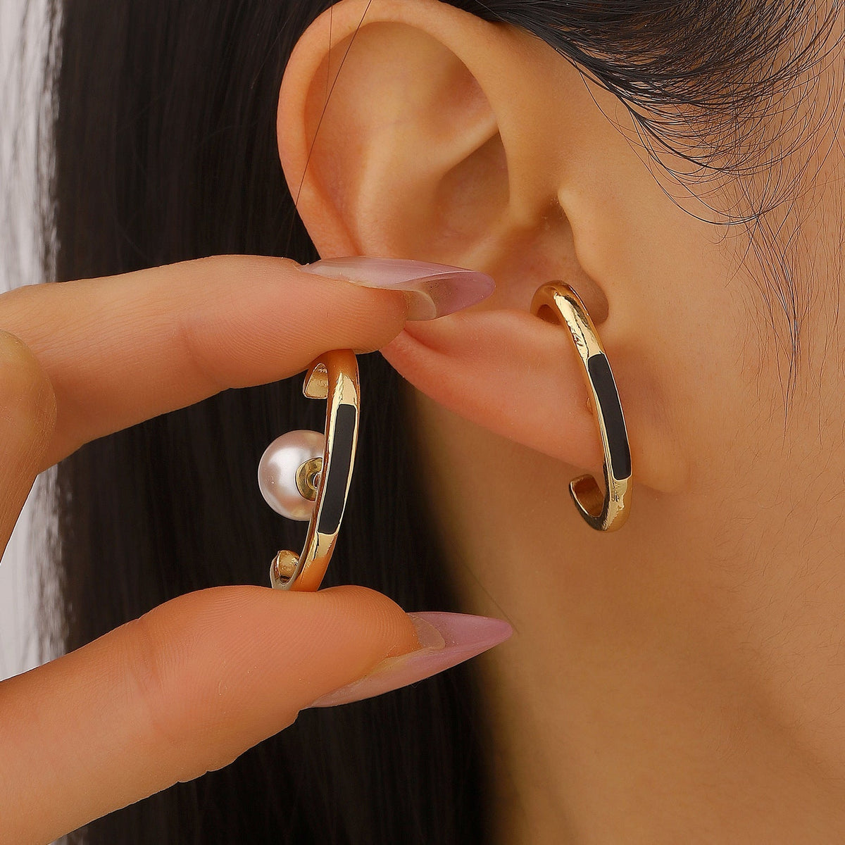 Gold Square Ear Cuffs with Resin