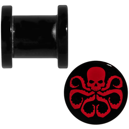 0G Black Acrylic Licensed Hydra Logo Screw Fit Plug Set