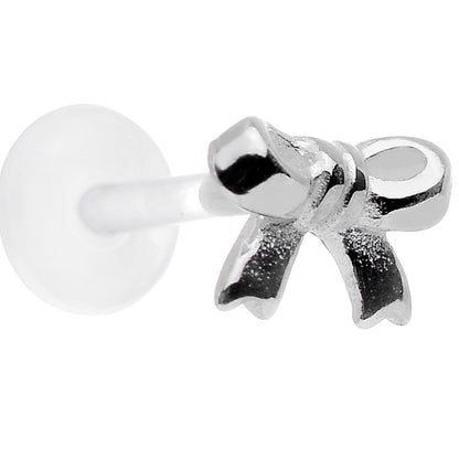 16G 5/16 925 Sterling Silver Ribbon Bow Push In Tragus Earring