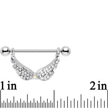 14G Mystical Gemmed Angel Wings Dangle Nipple Shield 24mm