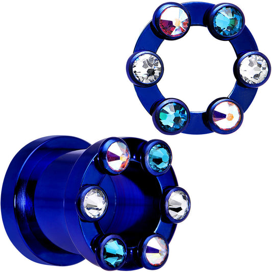 7/16 Dark Blue Titanium Tunnels with Removable Dermal Tops