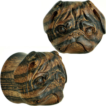 1 inch Organic Areng Wood Pug Hand Carved Plug Set