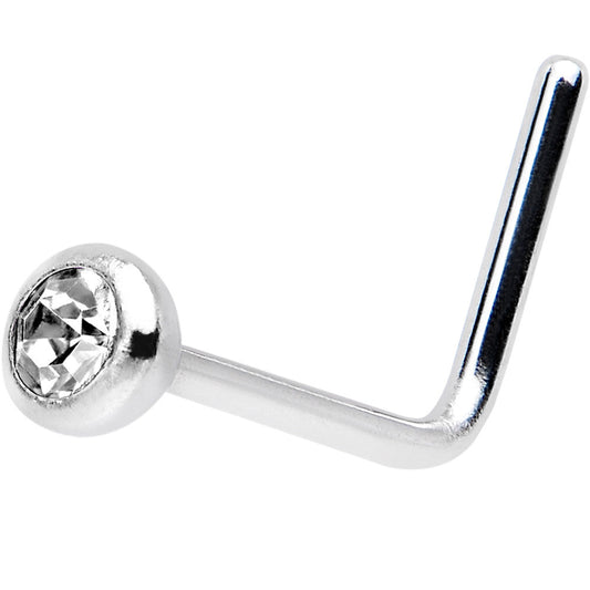 22G Crystal L-Shaped Nose Ring Created with Crystals