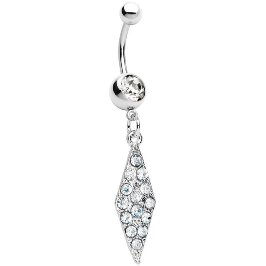 Clear Paved Icicle Dangle Belly Ring