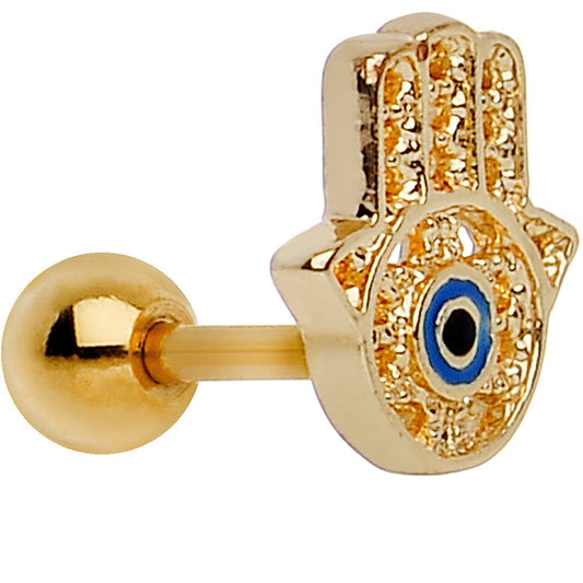 Gold Plated Stainless Steel All-Seeing Hamsa Tragus Cartilage Earring