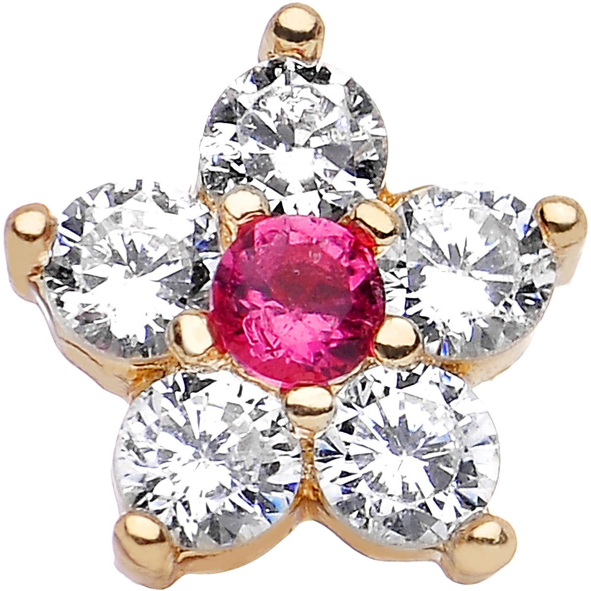 1/4 Gold Anodized Clear Petaled CZ Floral Tragus Cartilage Earring