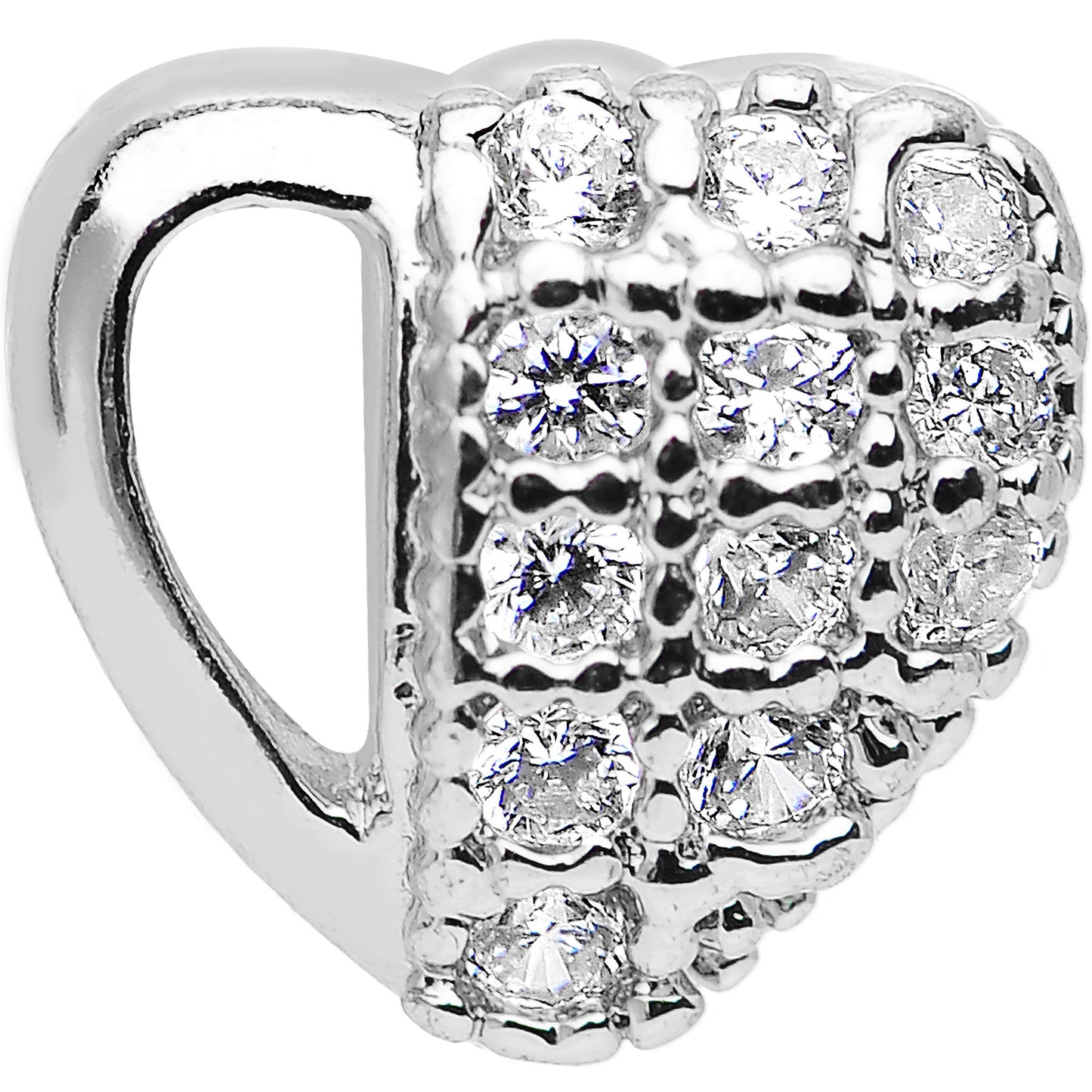 16G Stainless Steel Cubic Zirconia Heart Tragus Earring