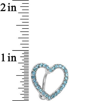 Blue Cubic Zirconia Hollow Heart Top Mount Belly Ring