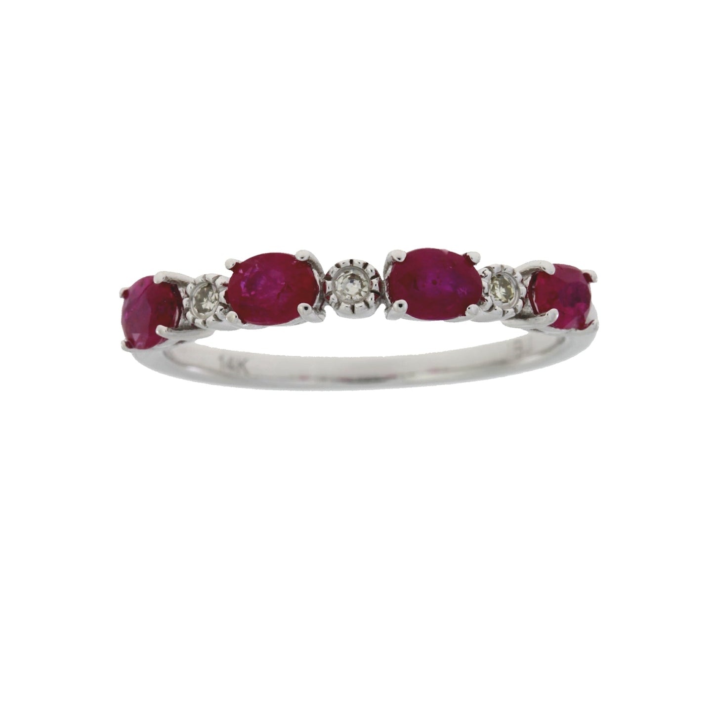 1.08ct Ruby Diamond Fashion band rings 14KT White Gold