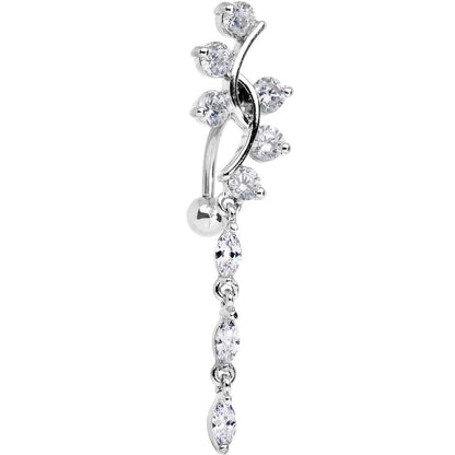 Clear Gem Swirl Teardrop Top Mount Dangle Belly Ring