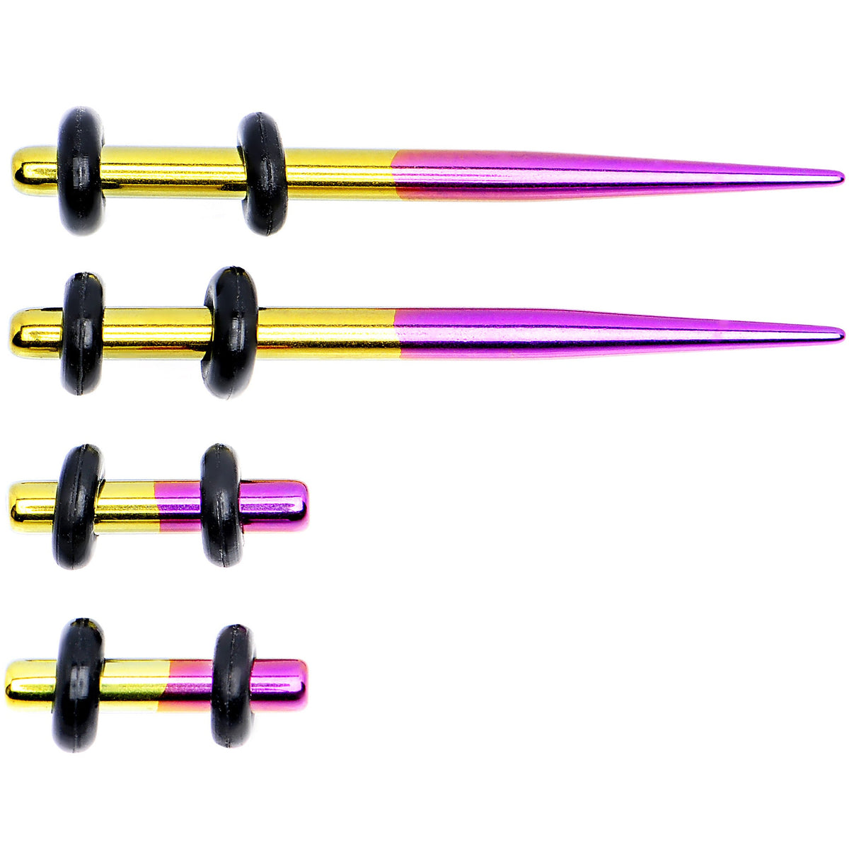 10G Yellow and Purple Titanium IP Steel Taper Plug Set