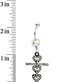 Aurora Czech Stone Black Snowman of Love Dangle Belly Ring