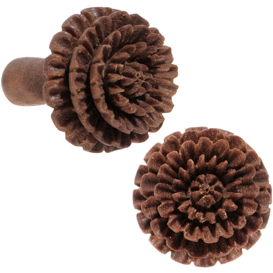 6G Organic Sabo Wood Chrysanthemum Single Flare Plug Set