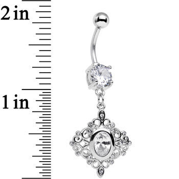 Clear CZ Gem Elegant Beauty Diamond Dangle Belly Ring