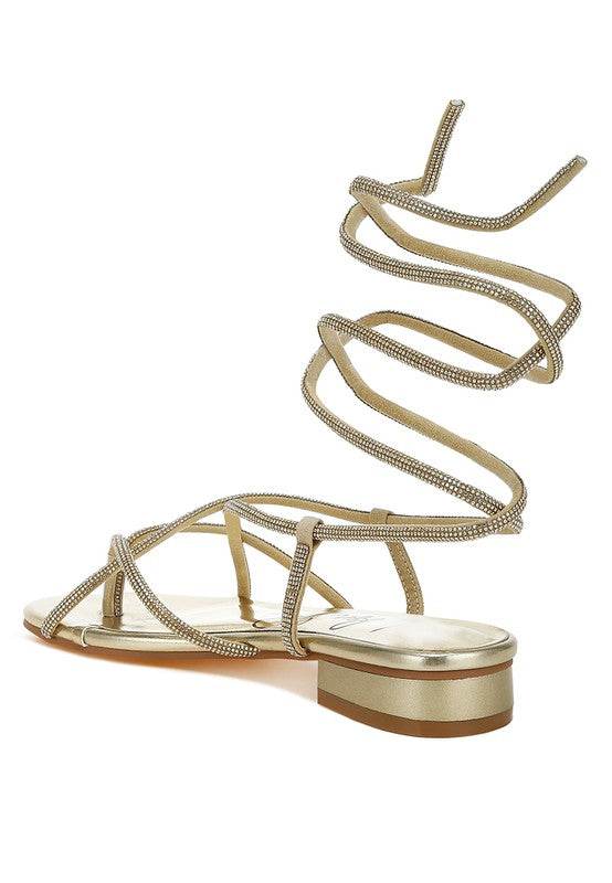 Babbity Rhinestone Embellished Lace-Up Sandals
