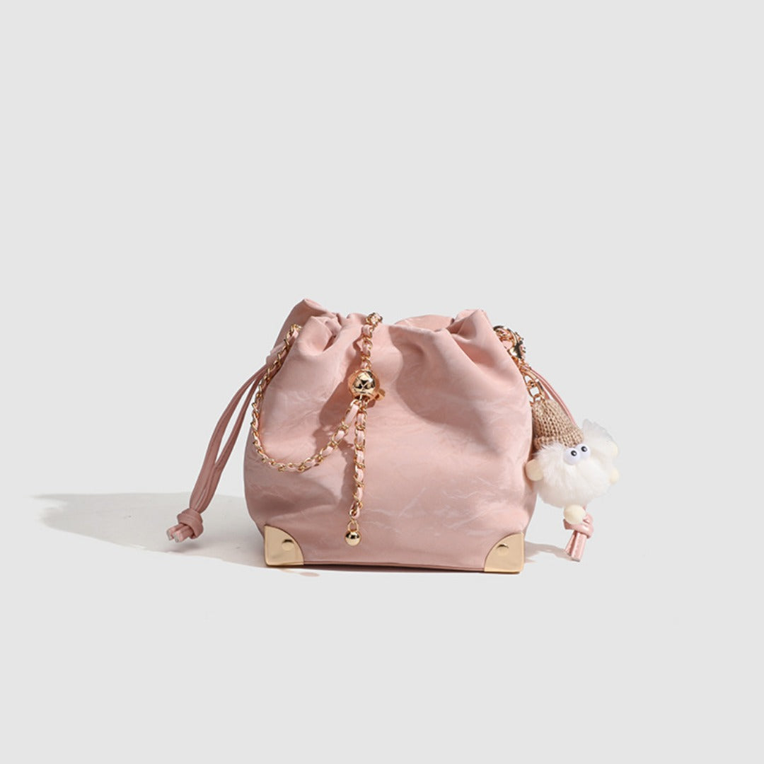 drawstring Chic Mini Bucket Bag - Stylish Women's Designer Shoulder & Crossbody Chain Bag
