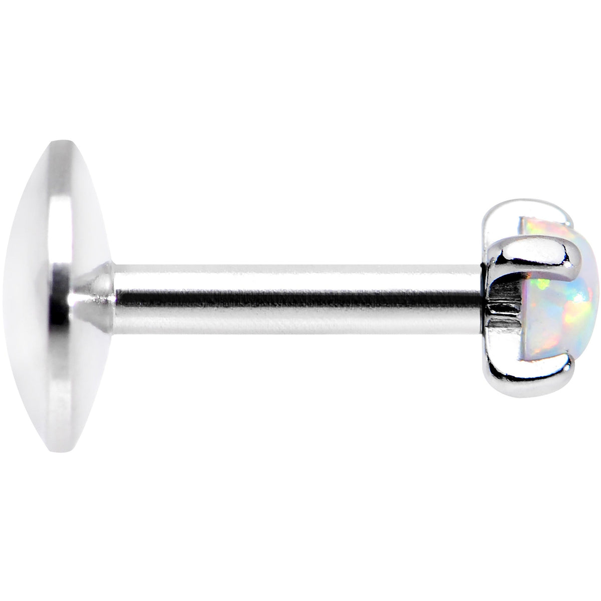 16G 1/4 White 2.5mm Synthetic Opal Prong Set Tragus Earring