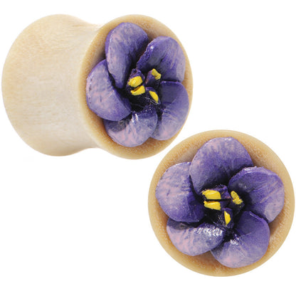 00G Crocodile Wood Purple Leather Flower Saddle Plug Set