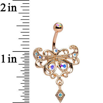 Aurora Rose Gold Anodized Steel Maharani Butterfly Belly Ring