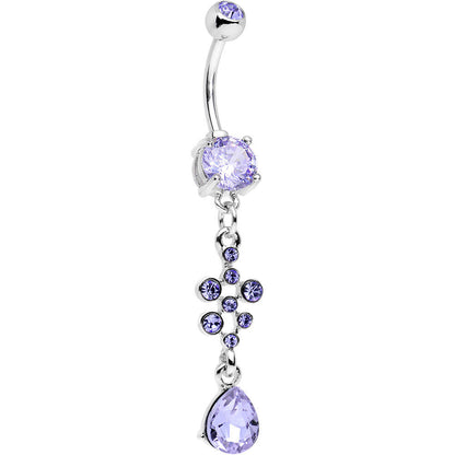 Tanzanite Stainless Steel Octo Sparkle Drop Dangle Belly Ring