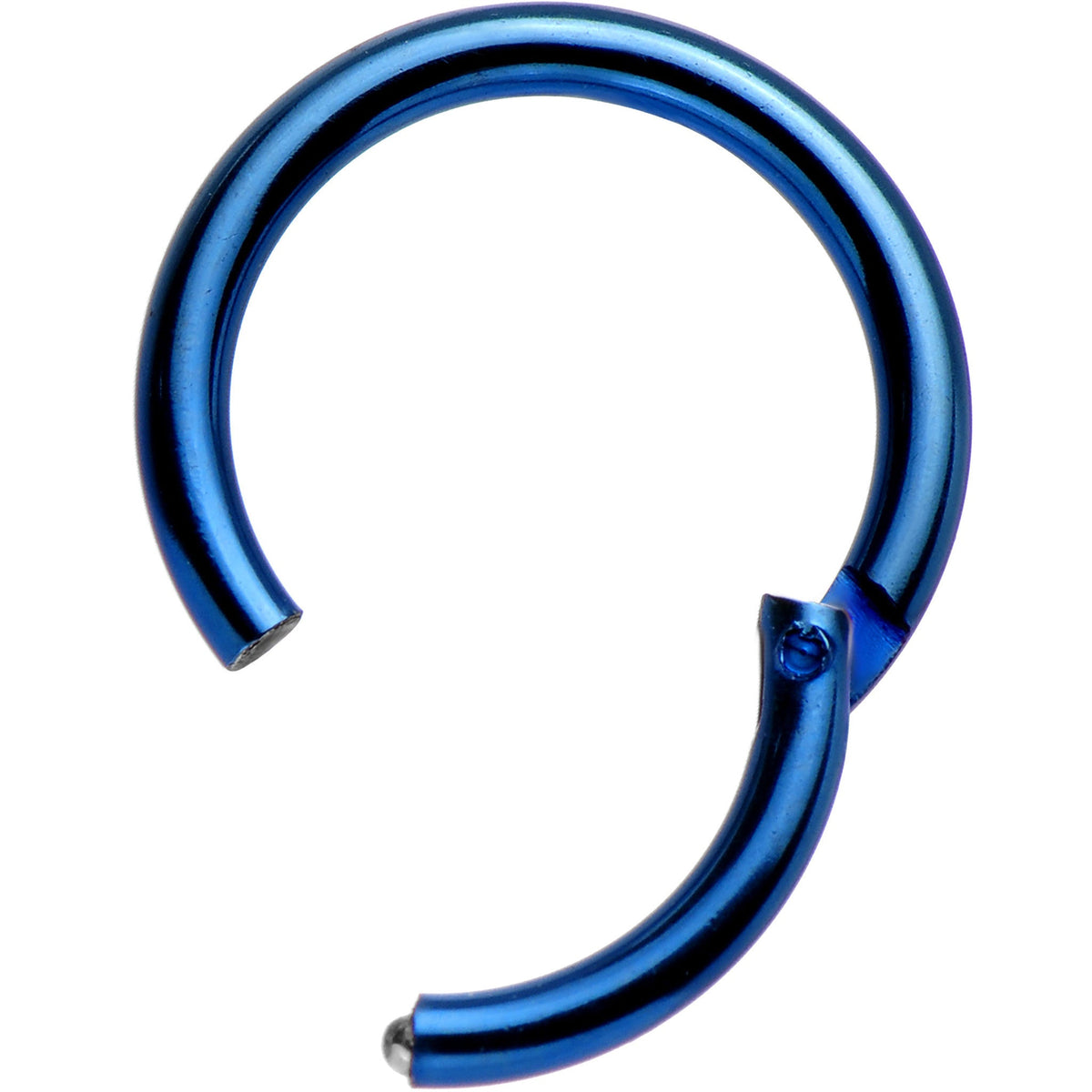 16G 5/16 Blue Anodized Titanium Hinged Segment Ring