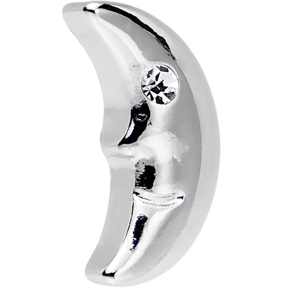 16G 1/4 Clear Gem Steel Crescent Moon Left Cartilage Earring