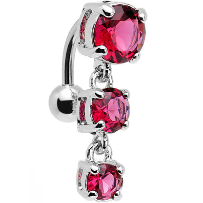 Pink Gem Trio Top Mount Dangle Belly Ring