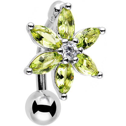 Greem Gem Lily Flower Top Mount Dangle Belly Ring