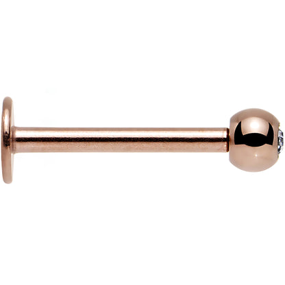 16G Clear Gem Rose Gold IP Press Fit Labret Monroe 3/8