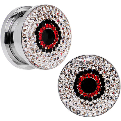 5/8 Clear Red Black Gem Look Me in the Eye Screw Fit Plug Set