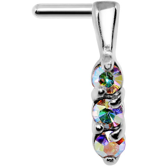 18G Aurora Gem Steel Faux Hoop L Shaped Nose Ring
