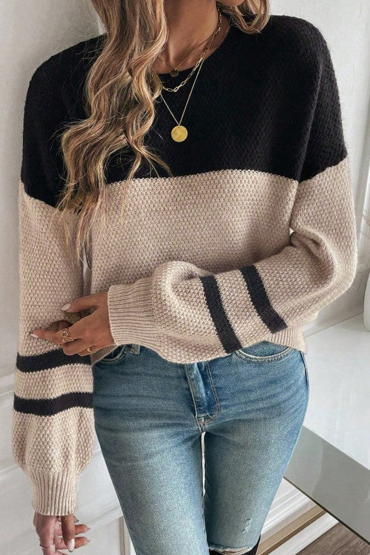 Colorblock Stripe Long Sleeve Sweater